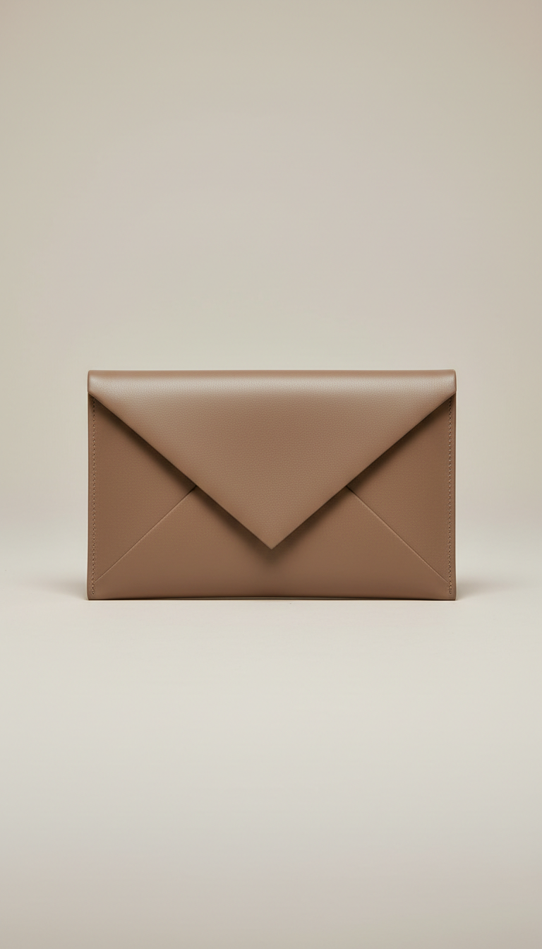 Clutch sobre de cuero taupe cálido