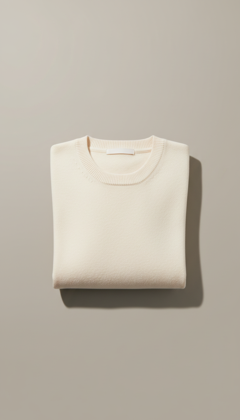 Suéter crewneck de cachemir marfil