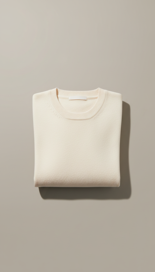 Suéter crewneck de cachemir marfil